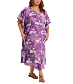 Light purple Hand Blocked Batik Rayon Caftan Kaftan Loungewear Maxi Plus Size Long Dress XL 1X 2XS10014627_0_image_IJUST_WORKING