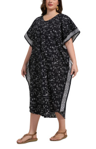 Black Hand Blocked Batik Hippie Caftan Kaftan Loungewear Maxi Plus Size Long Dress 3X 4XS10014892_0_image_IJUST_WORKING