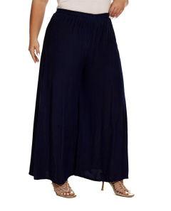 Navy blue Solid Rayon Women Flowy Loose Palazzo Wide Leg Flare Pants Trouser Plus Size 3X 24S20013897_0_image_IJUST_WORKING