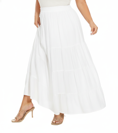 White Gypsy Elastic Waist Renaissance Maxi Flowy Long Tiered Plus Size Skirt 1X 2XS30013330_0_image_IJUST_WORKING