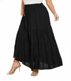 Black Gypsy Elastic Waist Renaissance Maxi Flowy Long Tiered Plus Size Skirt 1X 2XS30013331_0_image_IJUST_WORKING