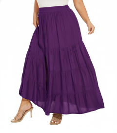 Purple Gypsy Elastic Waist Renaissance Maxi Flowy Long Tiered Plus Size Skirt 3XS30013693_0_image_IJUST_WORKING