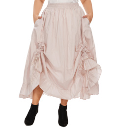 Oat Plus Size Cotton Ruched Front Victorian Renaissance Medieval Maxi Ruffled Skirt with Pockets 3XS30014800_0_image_IJUST_WORKING