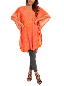 Coral HIPPIE Batik Kaftan Plus Size Tunic Blouse Short Sleeve Top 3X 4XS40014329_0_image_IJUST_WORKING
