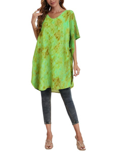 Olive HIPPIE Batik Kaftan Plus Size Tunic Blouse Short Sleeve Top 3X 4XS40014346_0_image_IJUST_WORKING
