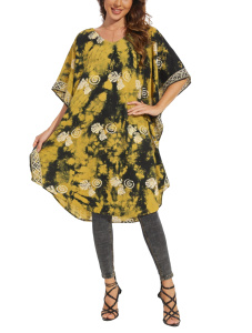 Mustard HIPPIE Batik Kaftan Plus Size Tunic Blouse Short Sleeve Top 3X 4XS40014353_0_image_IJUST_WORKING