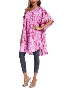 Orchid purple HIPPIE Batik Kaftan Plus Size Tunic Blouse Short Sleeve Top 3X 4XS40014507_0_image_IJUST_WORKING