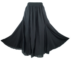 Black Cotton Gypsy Long Maxi Godet Flare Skirt 3XS30014046_0_image_IJUST_WORKING