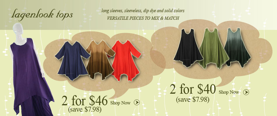 Lagenlook Top Promotion! Long sleeves top 2 for $46. Sleeveless top 2 for $40. Create your own layering style!