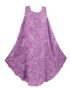 Purple Batik Caftan Tunic Tank Sleeveless Dress Cover Up Plus Sz XL