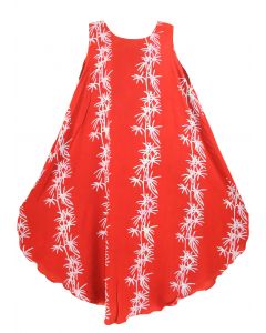 Red Batik Caftan Tunic Tank Sleeveless Dress Cover Up Plus Sz XL