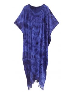 Dark blue Tie Dye Caftan Kaftan Maxi Long Dress XL to 4X