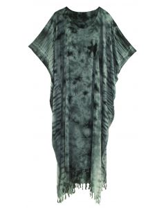Grey Tie Dye Caftan Kaftan Loungewear Maxi Plus Size Long Dress XL to 4X