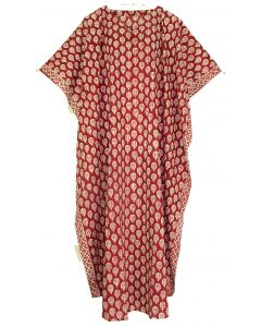 Burgundy red Hand Blocked Batik Hippie Caftan Kaftan Loungewear Maxi Plus Size Long Dress XL to 4X