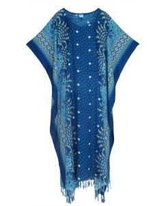 Teal blue Flora Plus Size Kaftan Kimono Loungewear Maxi Long Dress XL 1X 2X