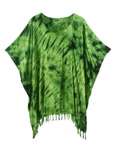 Green HIPPIE Batik Tie Dye Tunic Blouse Kaftan Top XL to 4X