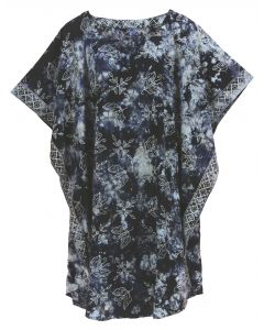 Dark blue HIPPIE Batik CAFTAN KAFTAN Plus Size Tunic Blouse Kaftan Top 3X 4X