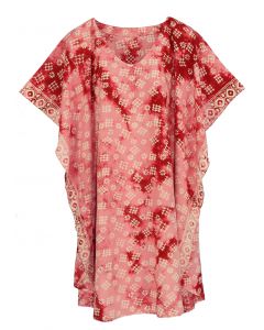Rose red HIPPIE Batik CAFTAN KAFTAN Plus Size Tunic Blouse Kaftan Top 3X 4X