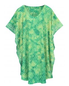 Green HIPPIE Batik CAFTAN KAFTAN Plus Size Tunic Blouse Kaftan Top XL 1X 2X