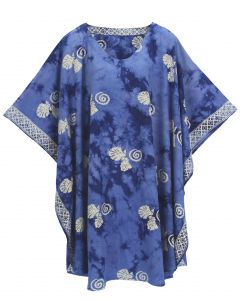 Blue HIPPIE Batik CAFTAN KAFTAN Plus Size Tunic Blouse Kaftan Top 3X 4X