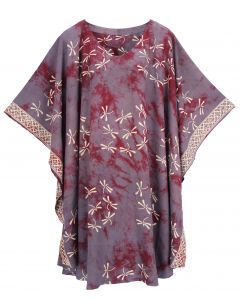 Red violet HIPPIE Batik CAFTAN KAFTAN Plus Size Tunic Blouse Kaftan Top 3X 4X