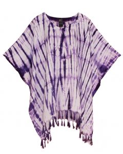 Purple HIPPIE Batik Tie Dye Plus Size Tunic Blouse Kaftan Top XL to 4X
