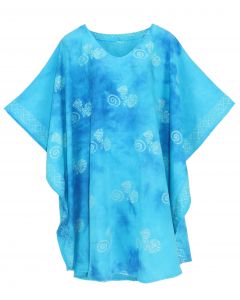 Turquoise HIPPIE Batik CAFTAN KAFTAN Plus Size Tunic Blouse Kaftan Top XL 1X 2X