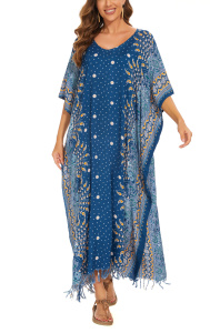 Teal blue Flora Plus Size Kaftan Kimono Loungewear Maxi Long Dress 3X 4XS10014602-MU_0_image_IJUST_WORKING