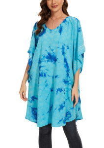 Turquoise HIPPIE Batik Kaftan Plus Size Tunic Blouse Short Sleeve Top XL 1X 2XS40014386_0_image_IJUST_WORKING