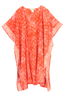 Coral HIPPIE Gypsy Hand Batik Kimono Cardigan Shawl Wrap Swimsuit Cover Up Jacket One Size