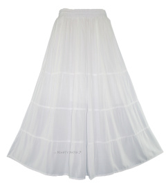 WHITE Gypsy Long Maxi Tiered Skirt XL