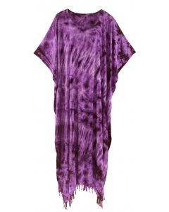 Purple Tie Dye Caftan Kaftan Loungewear Maxi Plus Size Long Dress XL to 4X
