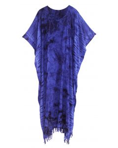 Dark blue Tie Dye Caftan Kaftan Loungewear Maxi Plus Size Long Dress XL to 4X