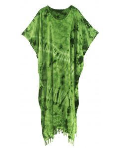 Green Hippie Tie Dye Caftan Kaftan Loungewear Maxi Plus Size Long Dress XL 1X 2X