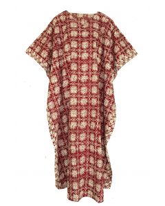 Burgundy red Hand Blocked Batik Hippie Caftan Kaftan Loungewear Maxi Plus Size Long Dress 3X 4X