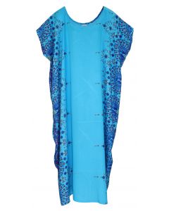 Blue Bohomein Flora Plus Size Kaftan Kimono Loungewear Maxi Long Dress XL 1X 2X