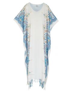 White Flora Plus Size Kaftan Kimono Loungewear Maxi Long Dress 3X 4X