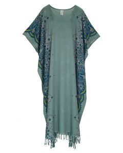 Grey Flora Plus Size Kaftan Kimono Loungewear Maxi Long Dress 3X 4X