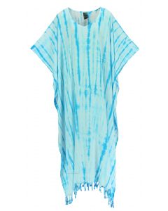 Blue Hippie Tie Dye Caftan Kaftan Loungewear Maxi Plus Size Long Dress XL to 4X