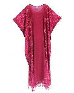 Maroon Flora Plus Size Kaftan Kimono Loungewear Maxi Long Dress 3X 4X