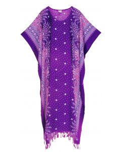 Purple Flora Plus Size Kaftan Kimono Loungewear Maxi Long Dress XL 1X 2X