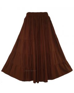 Brown Gypsy Long Maxi Tiered Skirt 1X 2X