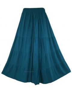 Teal blue Gypsy Long Maxi Tiered Skirt 1X 2X