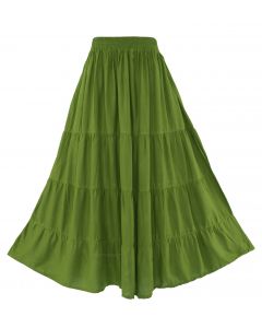 Avocado green Gypsy Long Maxi Tiered Skirt 1X 2X