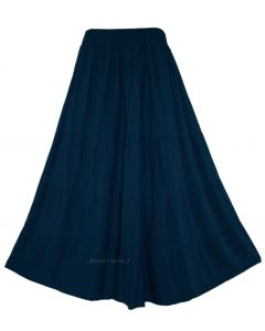 Navy blue Gypsy Long Maxi Tiered Skirt 3X