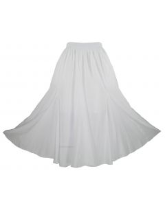 White Cotton Gypsy Long Maxi Godet Flare Skirt 1X 2X