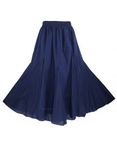 Navy blue Cotton Gypsy Long Maxi Godet Flare Skirt 1X 2X