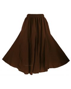 Brown Cotton Gypsy Long Maxi Godet Flare Skirt 1X 2X