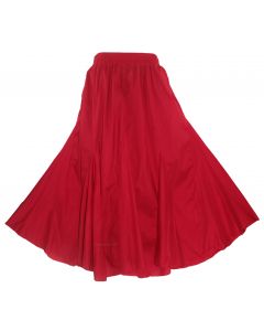 Red Cotton Gypsy Long Maxi Godet Flare Skirt 1X 2X