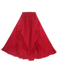 Red Cotton Gypsy Long Maxi Victorian Flare Skirt 1X 2X